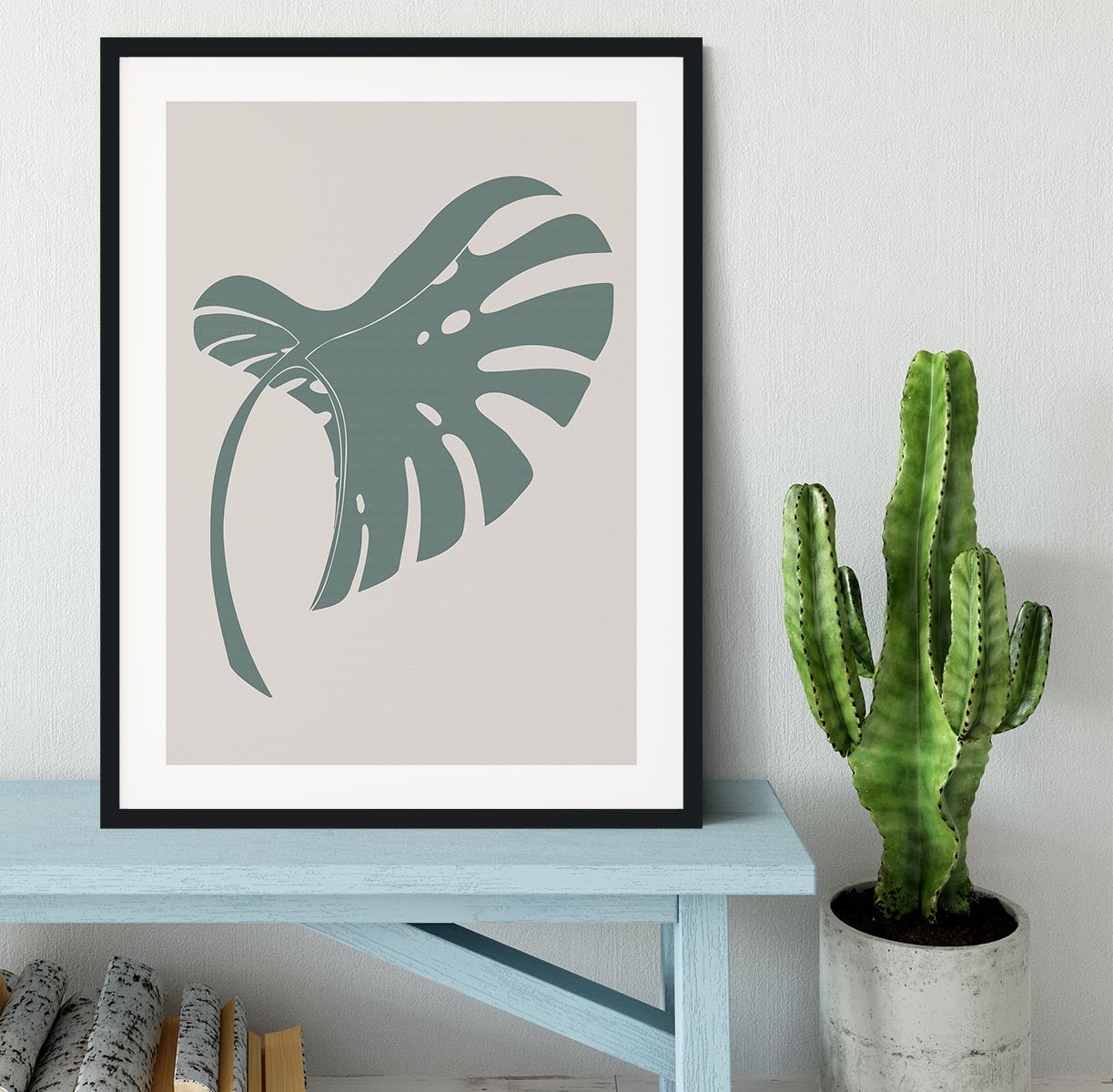 Monstera Bent Green Framed Print - Canvas Art Rocks - 1