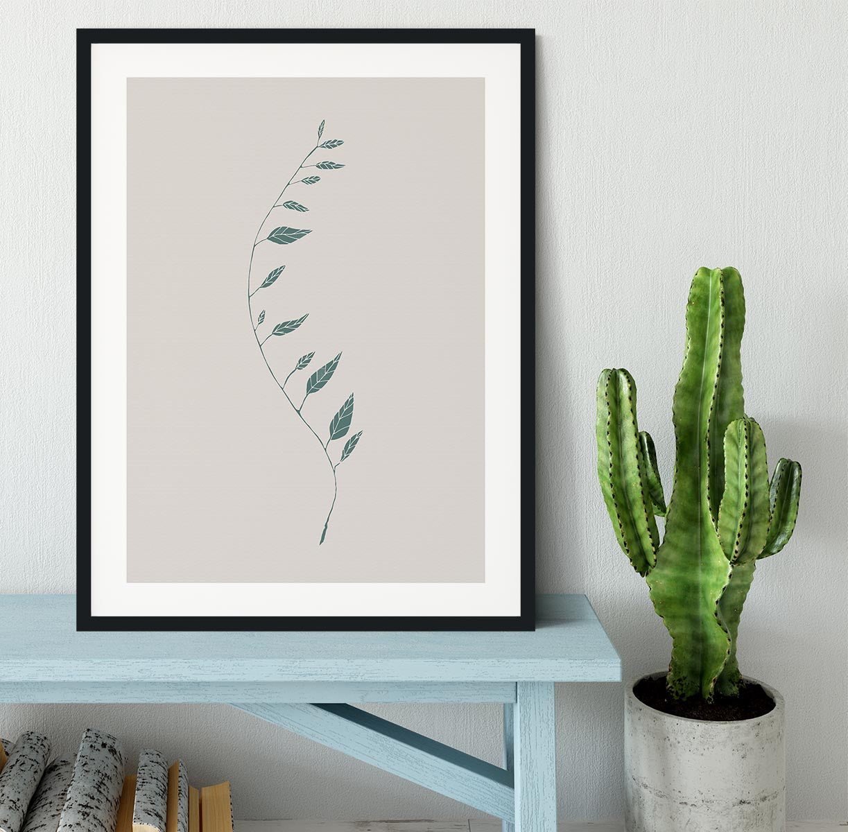 Wavy Branch Green Framed Print - Canvas Art Rocks - 1