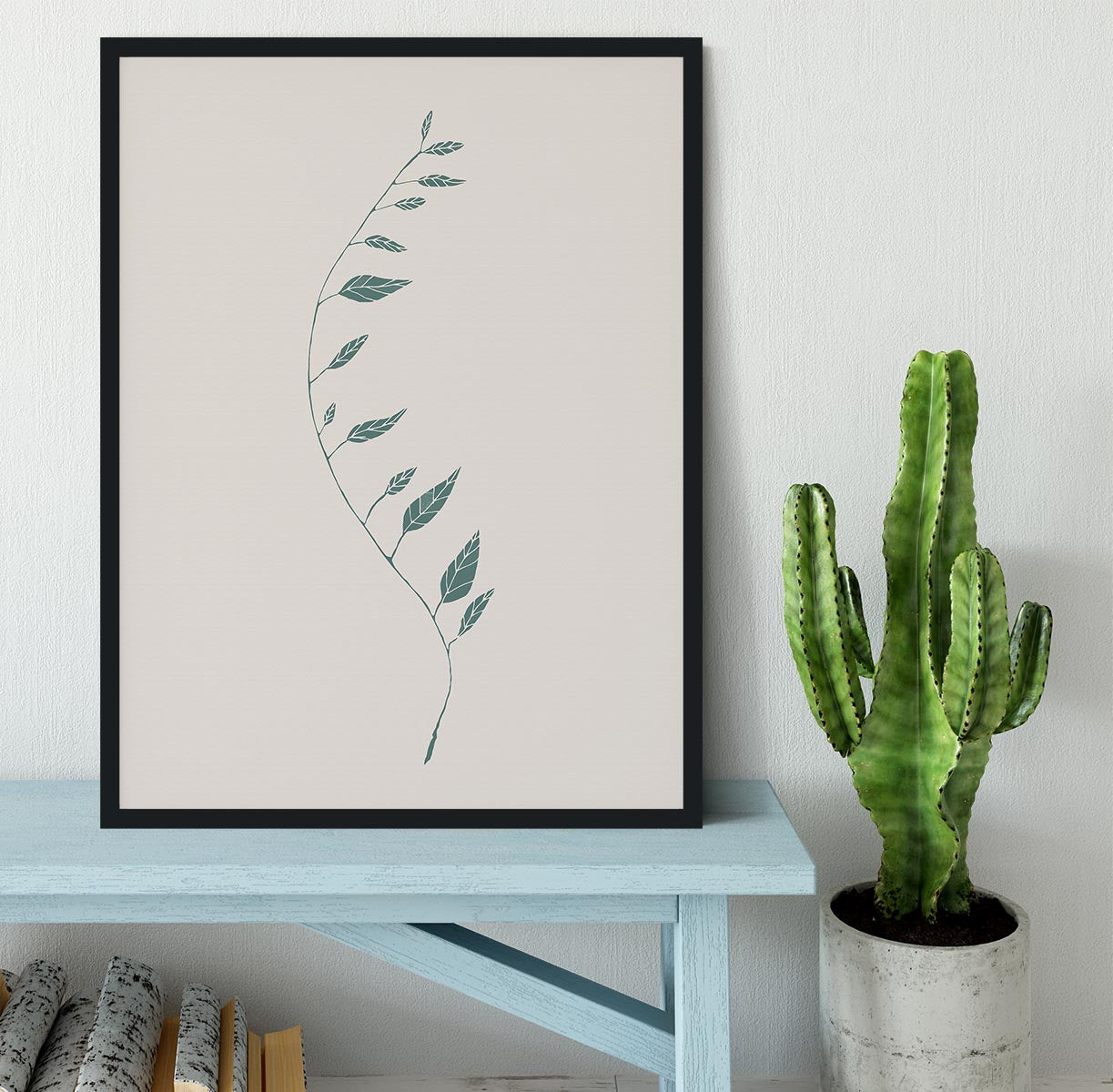 Wavy Branch Green Framed Print - Canvas Art Rocks - 2