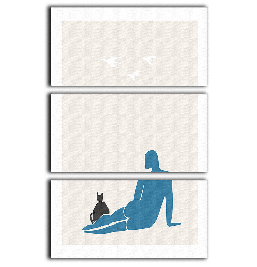 Woman and Cat 3 Split Panel Canvas Print - Canvas Art Rocks - 1