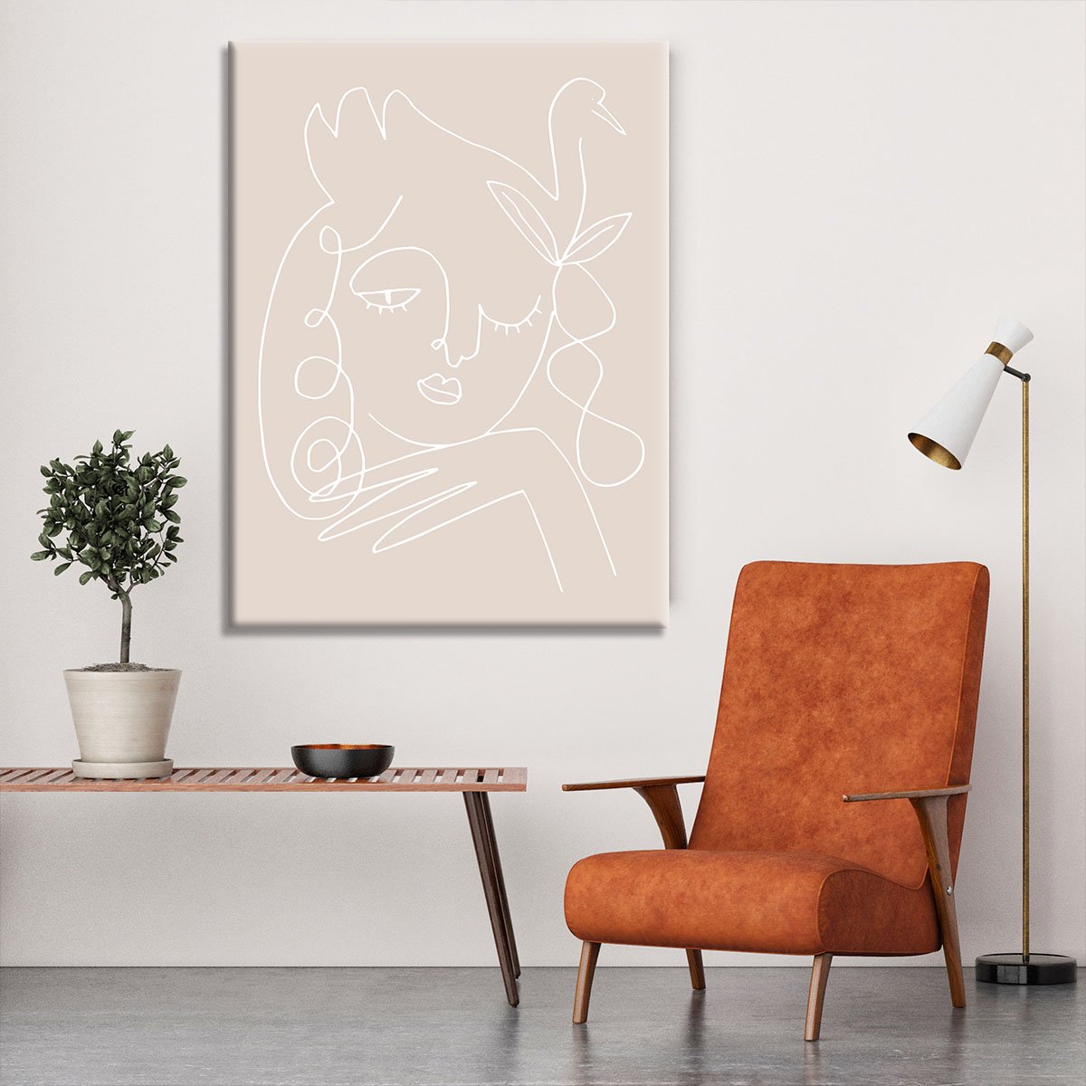 The Swan Beige Canvas Print or Poster - Canvas Art Rocks - 6