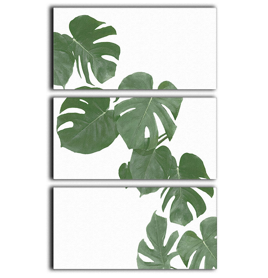 Monstera Aqua 02 3 Split Panel Canvas Print - Canvas Art Rocks - 1