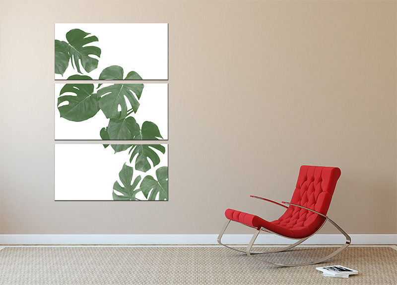 Monstera Aqua 02 3 Split Panel Canvas Print - Canvas Art Rocks - 2