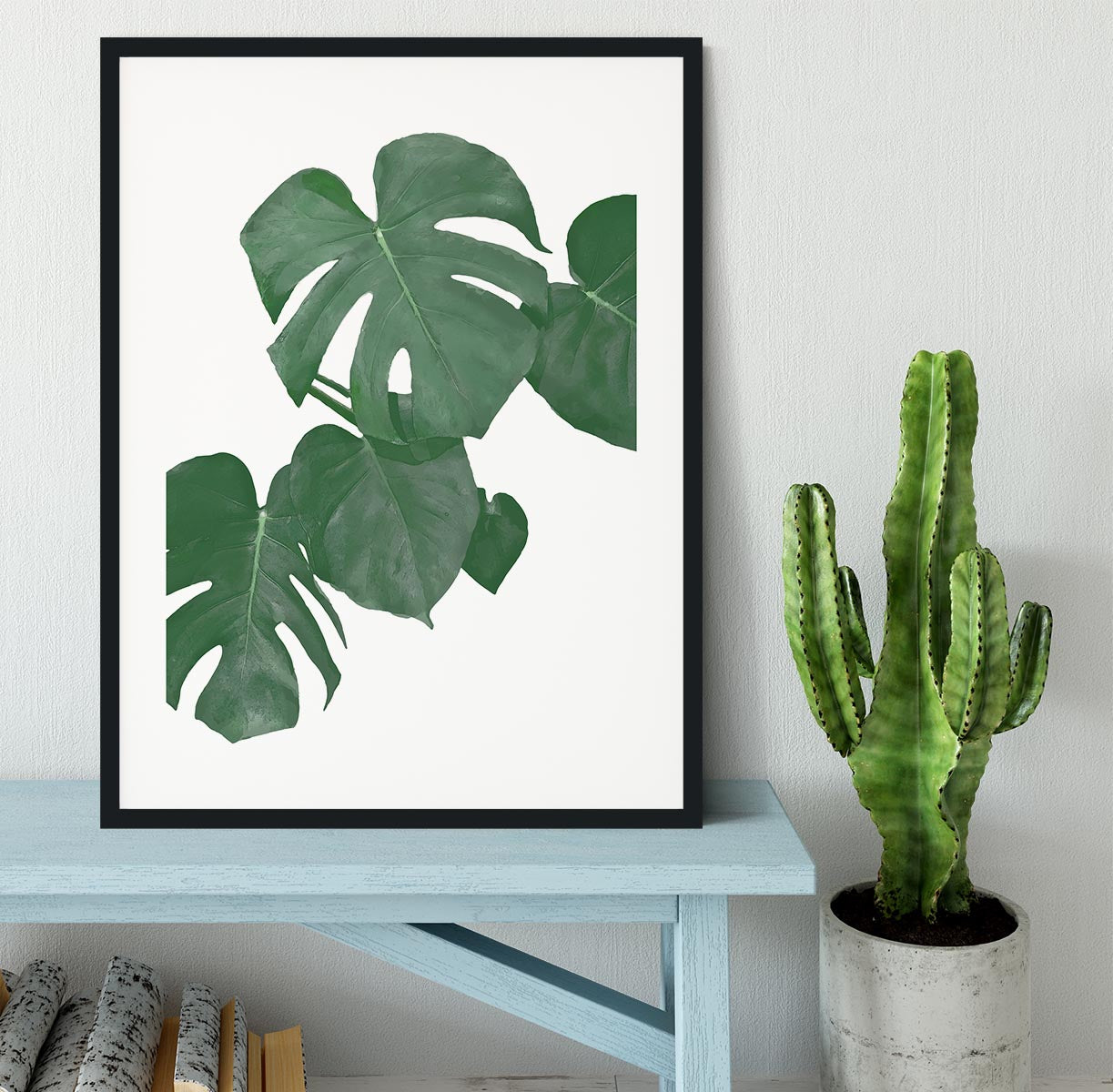 Monstera Aqua 01 Framed Print - Canvas Art Rocks - 1