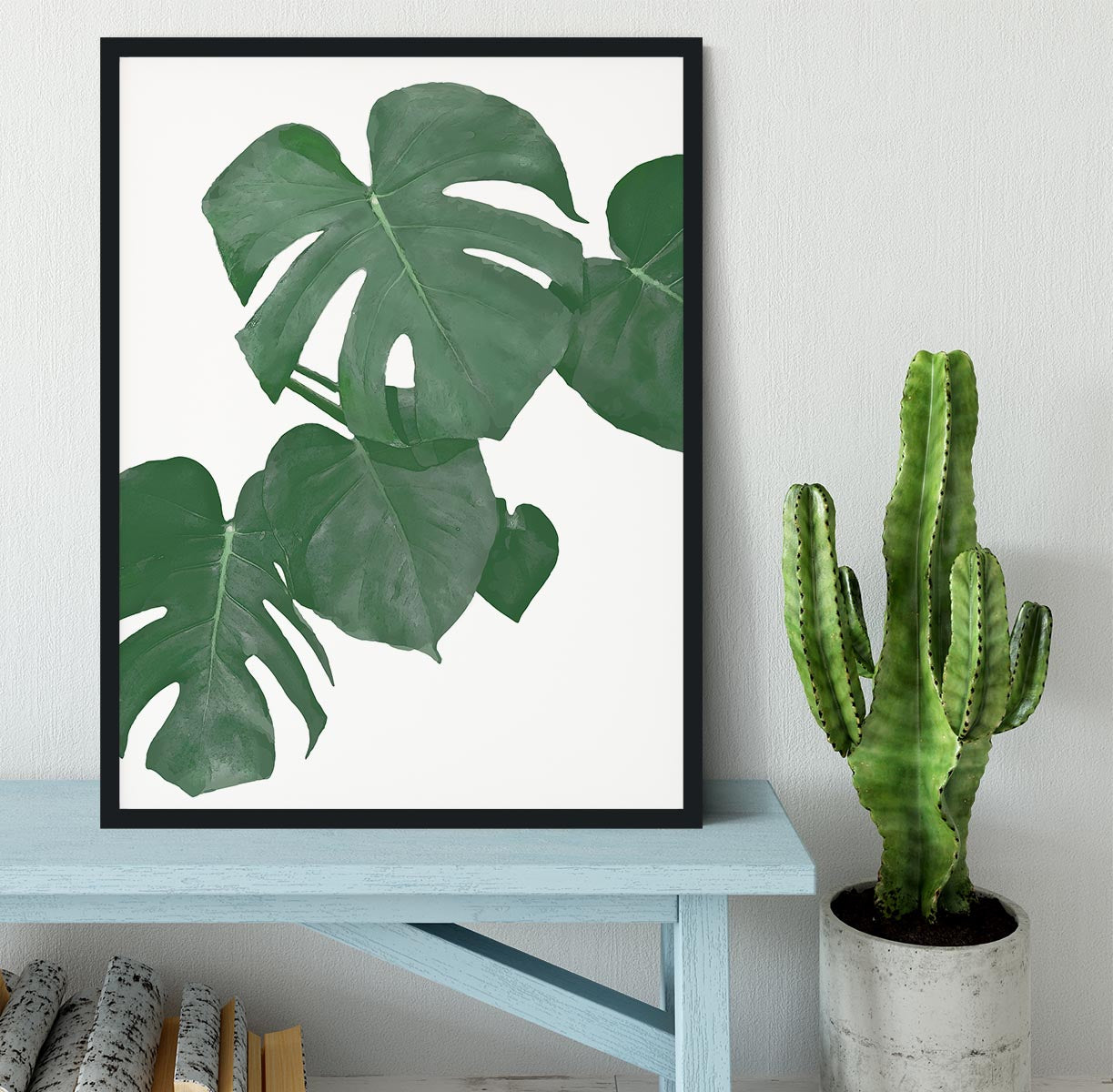 Monstera Aqua 01 Framed Print - Canvas Art Rocks - 2