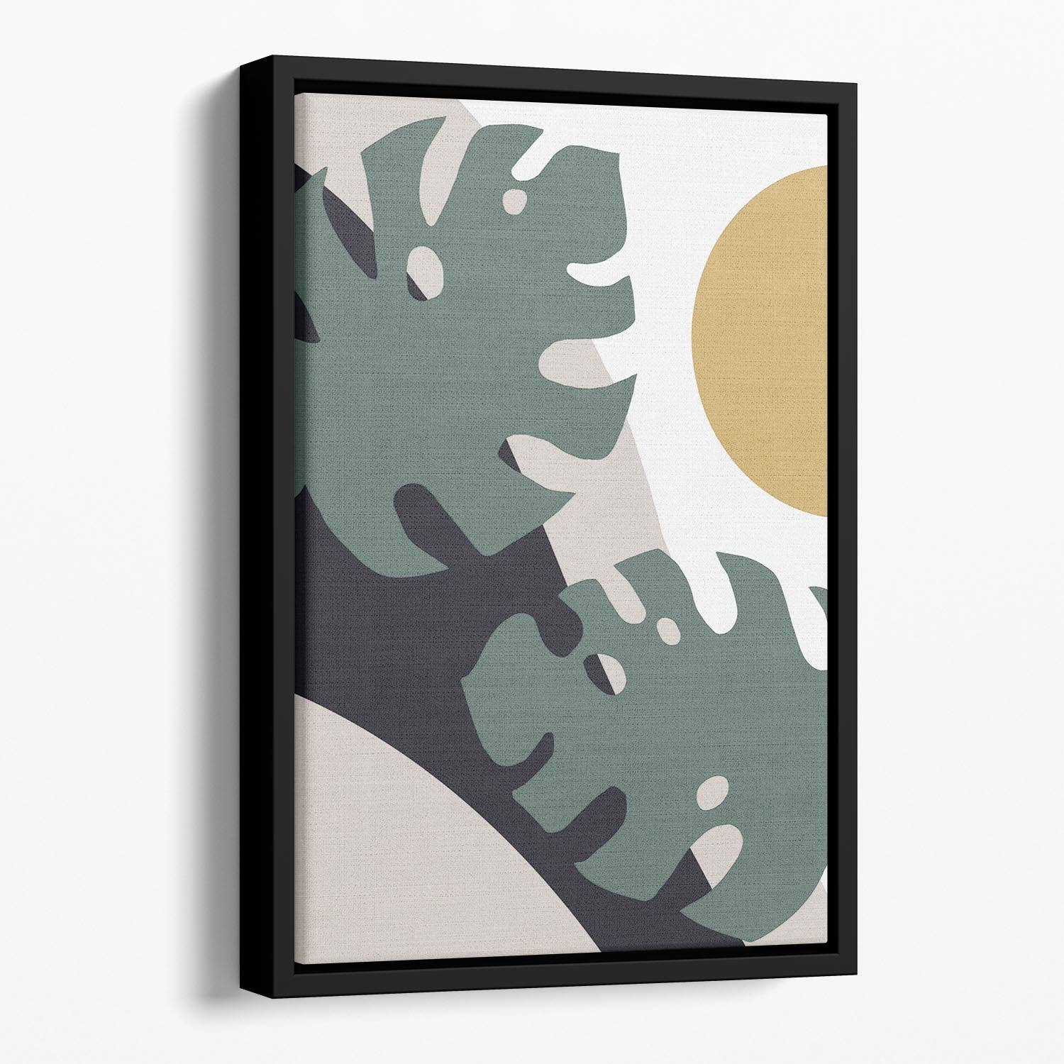 Monstera Cut Out 01 Floating Framed Canvas - Canvas Art Rocks - 1