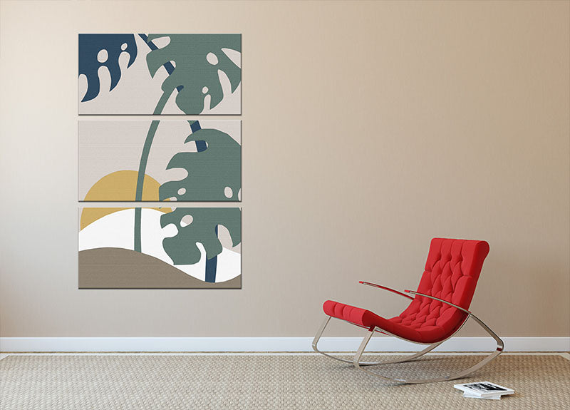 Monstera Cut Out 02 3 Split Panel Canvas Print - Canvas Art Rocks - 2