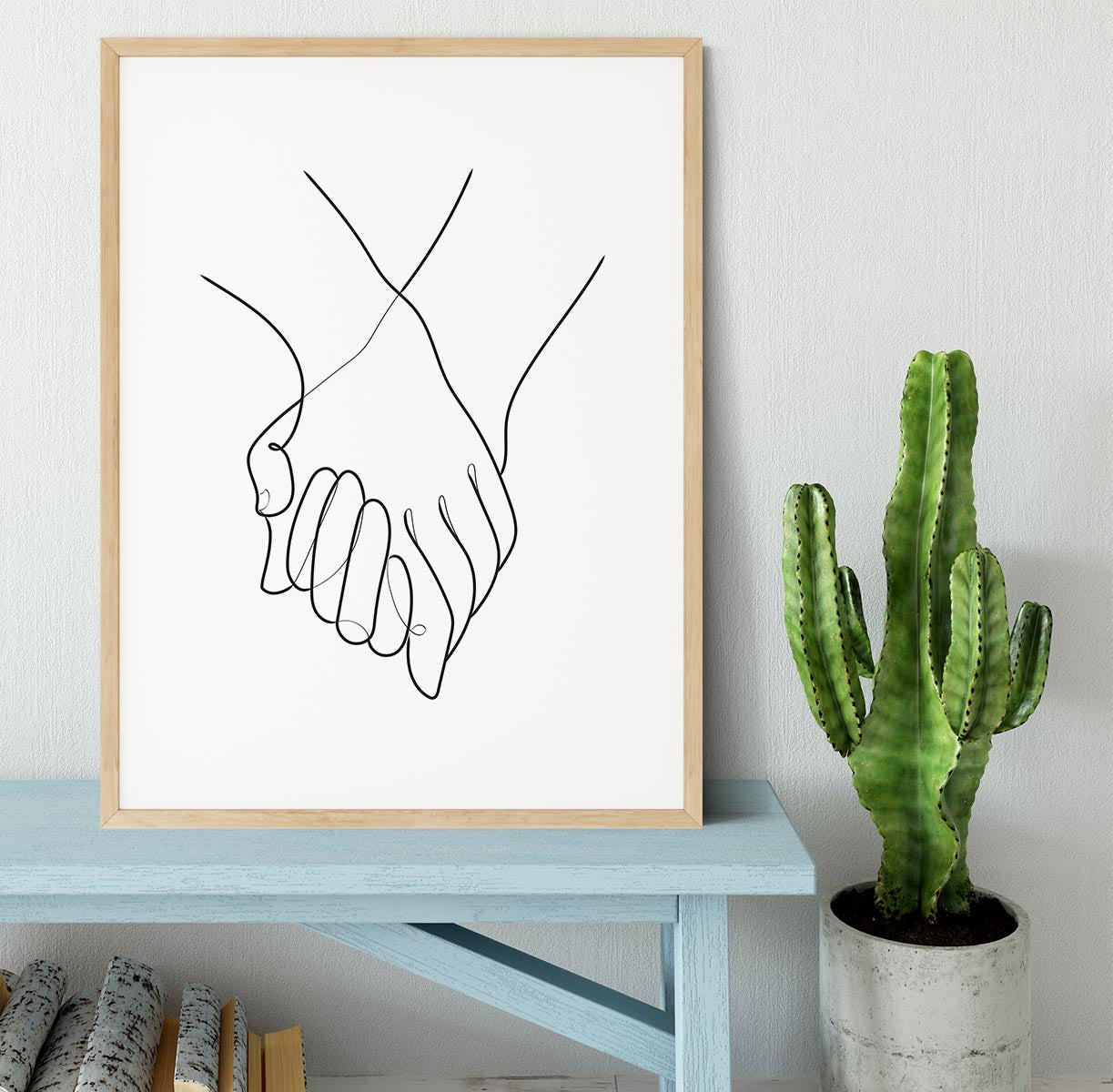 Holding Hands Lines Framed Print - Canvas Art Rocks - 3