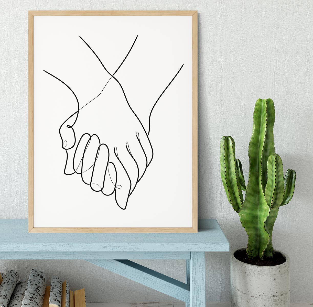 Holding Hands Lines Framed Print - Canvas Art Rocks - 4