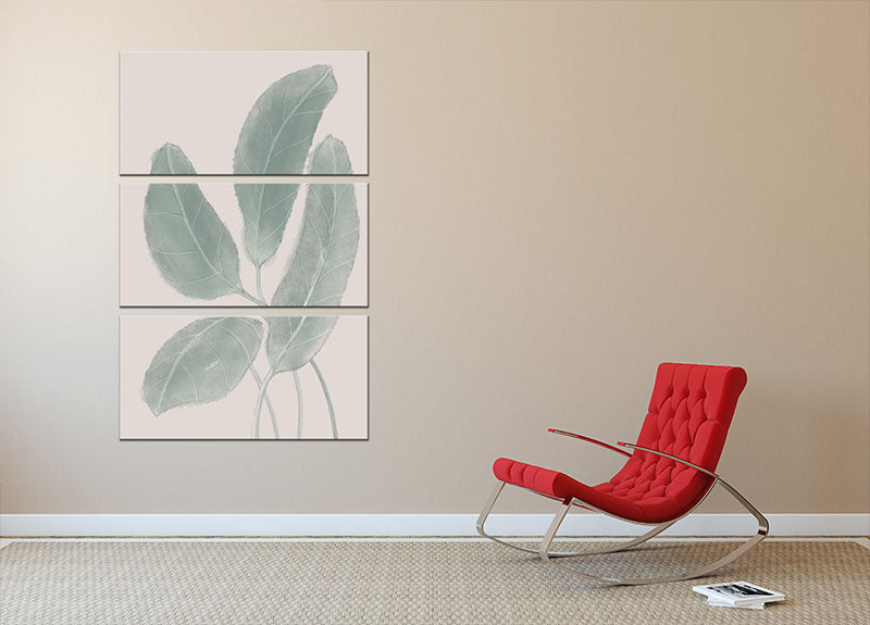 Leaves Watercolor 3 Split Panel Canvas Print - Canvas Art Rocks - 2