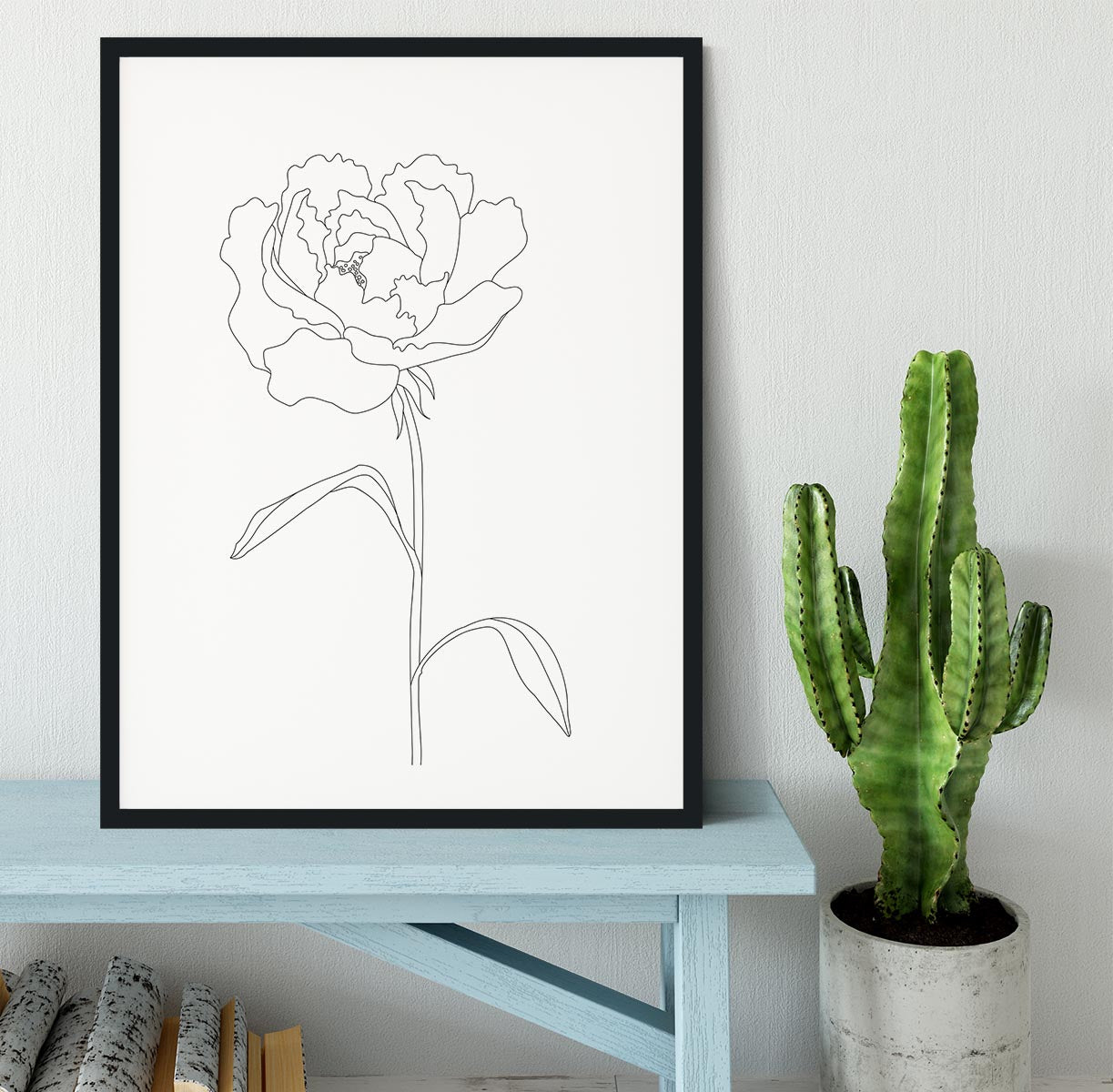 Peony Lines Framed Print - Canvas Art Rocks - 1