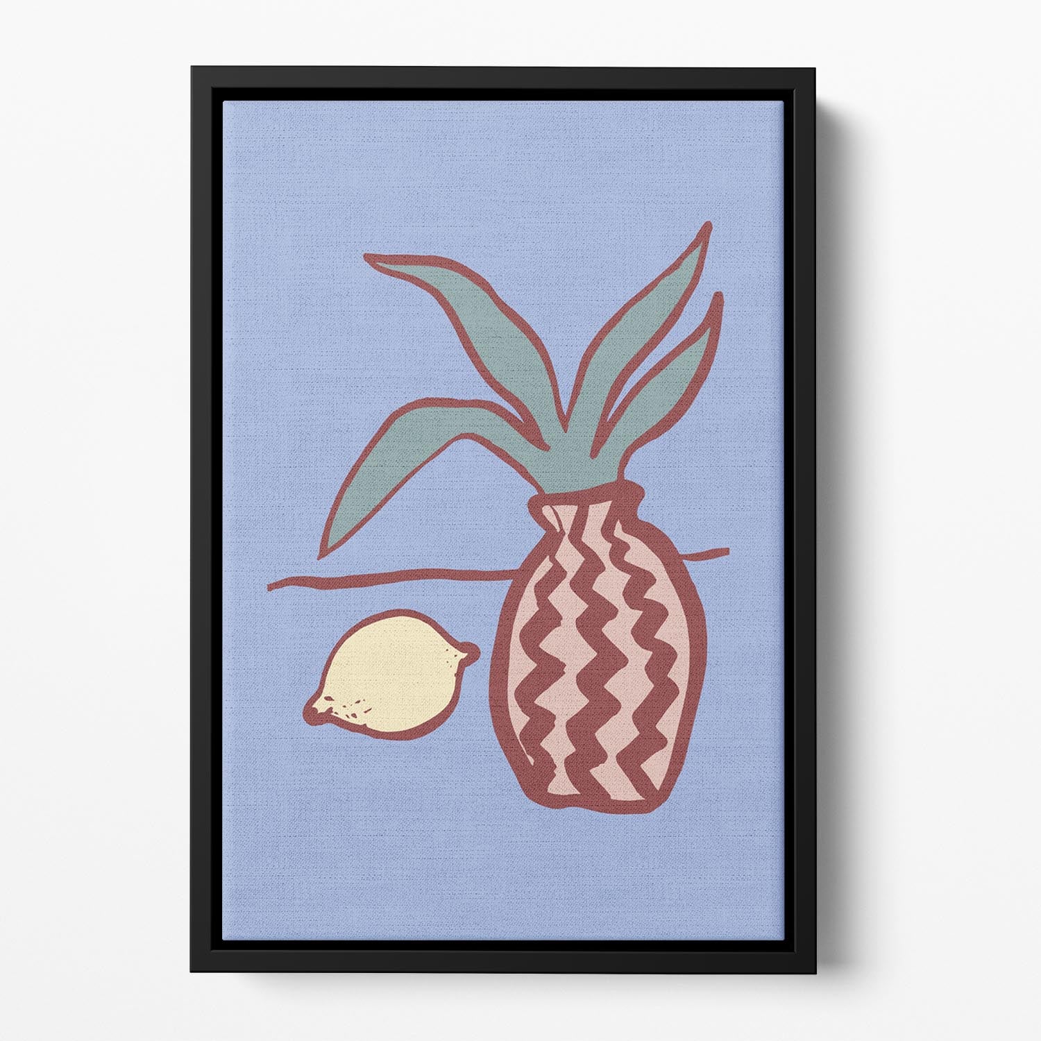 Blue Lemon Floating Framed Canvas - Canvas Art Rocks - 2