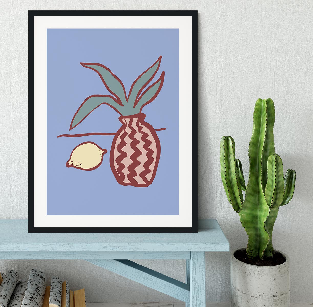 Blue Lemon Framed Print - Canvas Art Rocks - 1