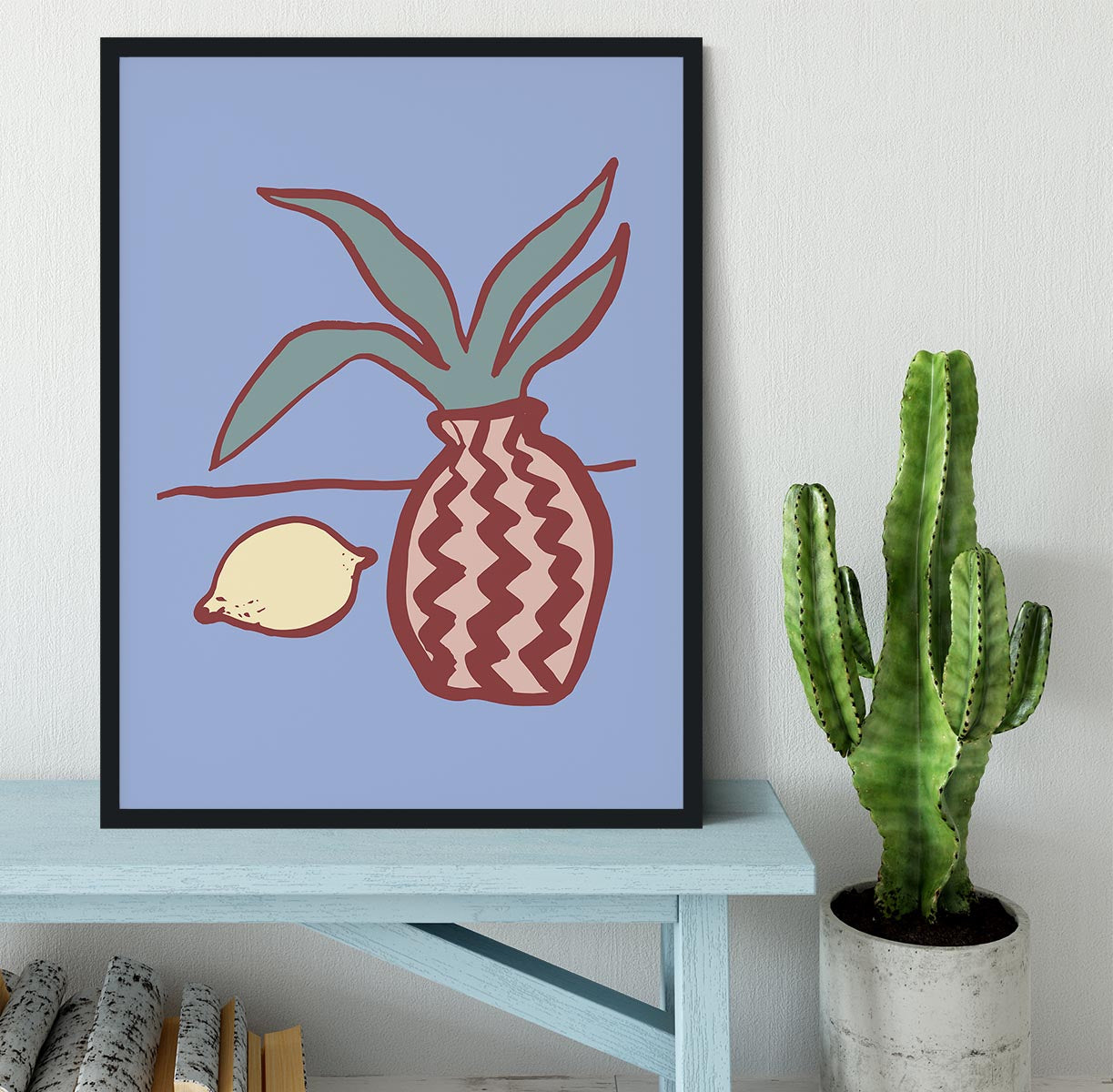 Blue Lemon Framed Print - Canvas Art Rocks - 2