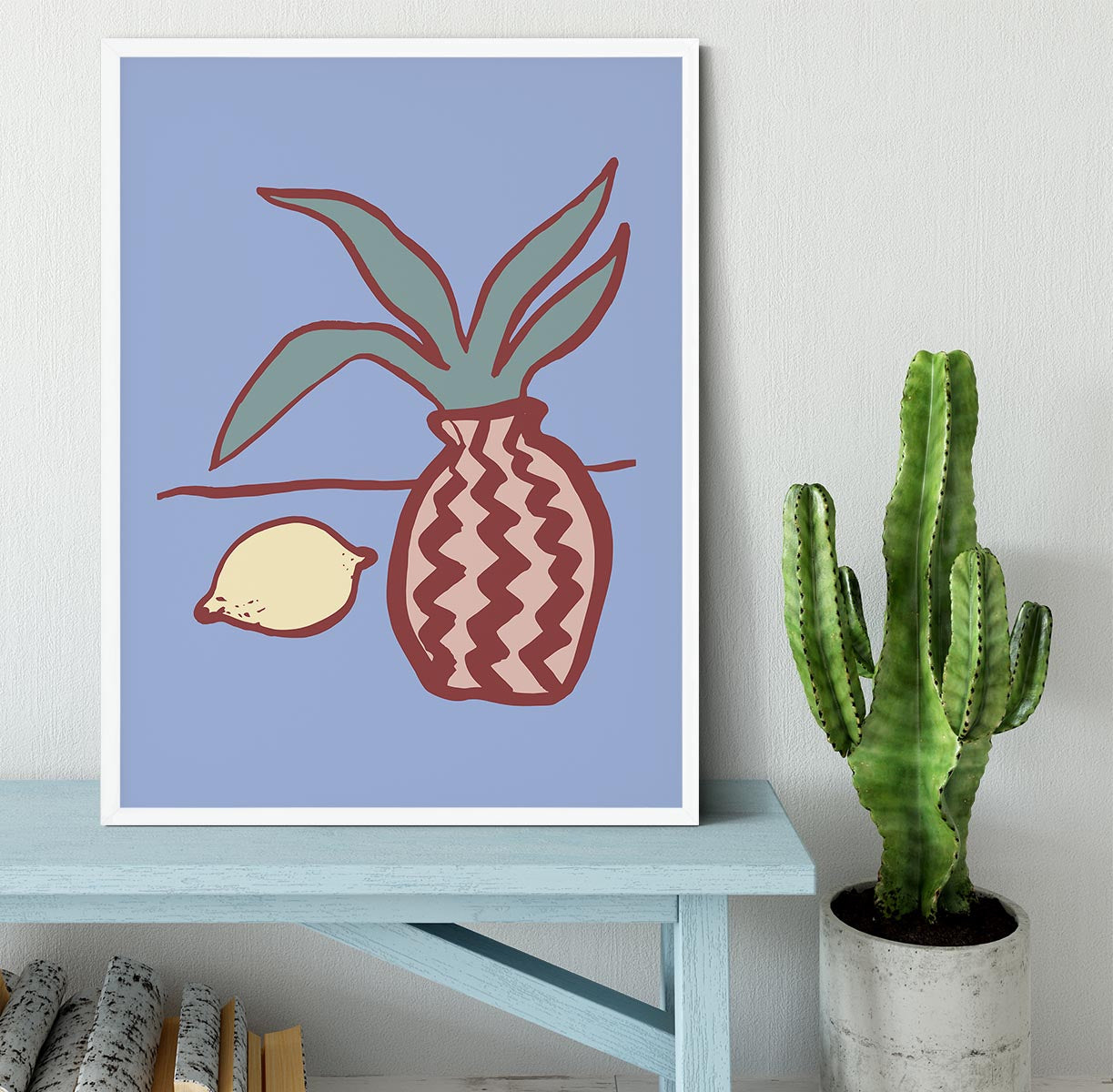 Blue Lemon Framed Print - Canvas Art Rocks -6