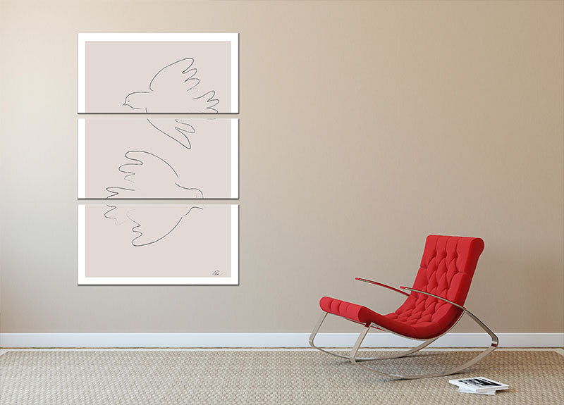 Two Doves 3 Split Panel Canvas Print - Canvas Art Rocks - 2