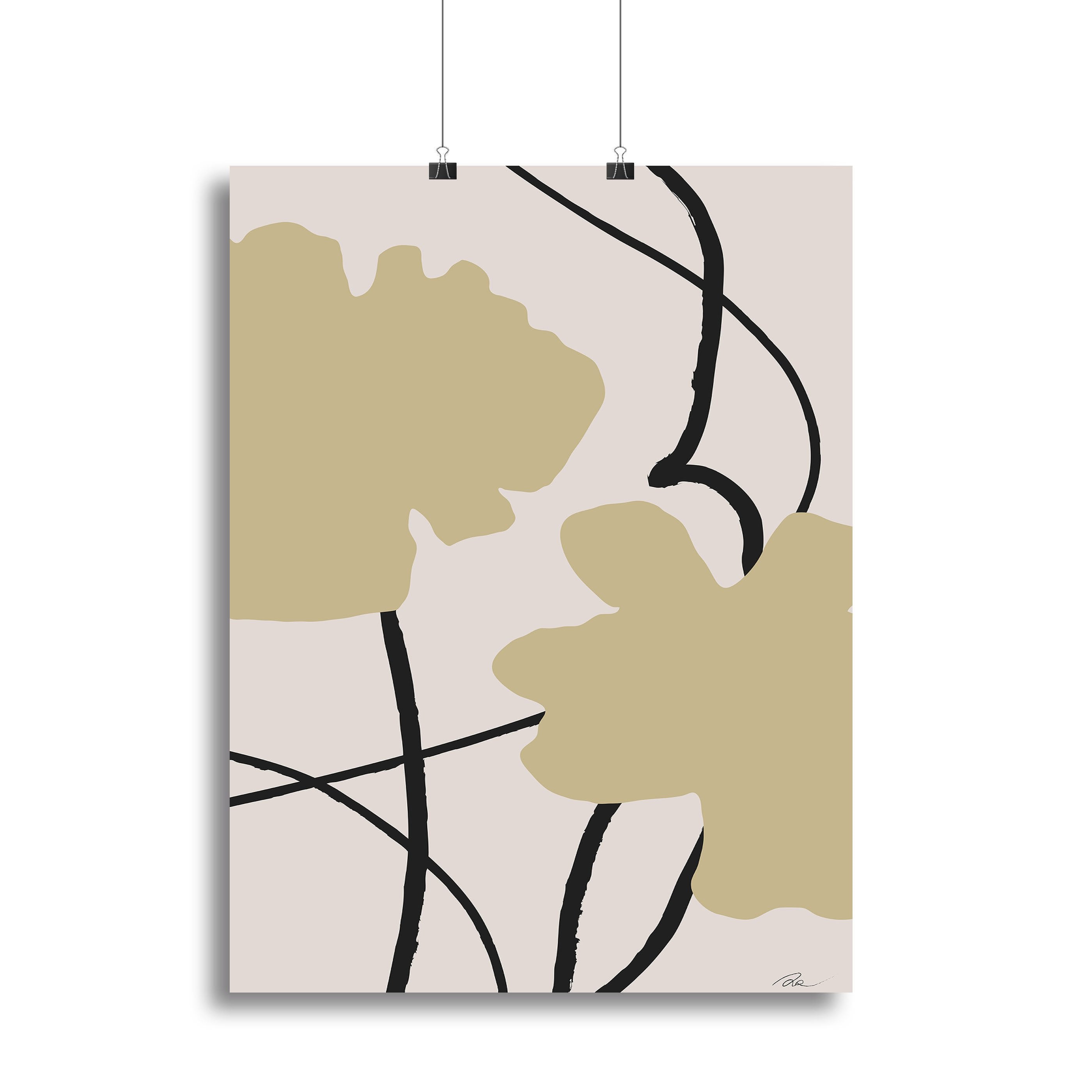Beige Flowers 02 Canvas Print or Poster - Canvas Art Rocks - 2