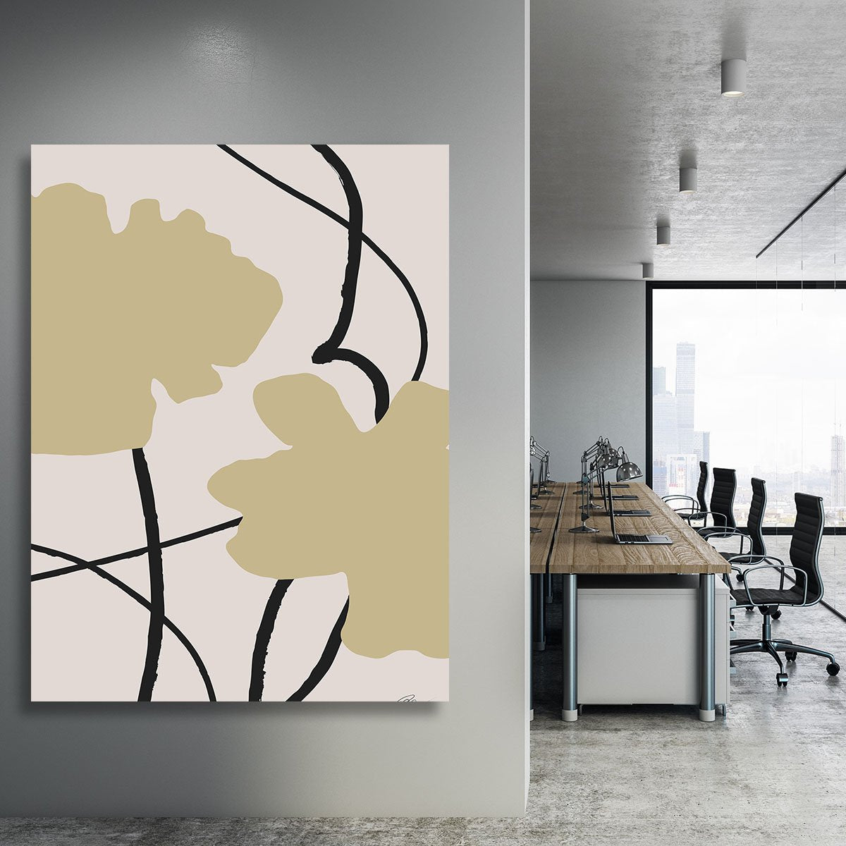 Beige Flowers 02 Canvas Print or Poster - Canvas Art Rocks - 3