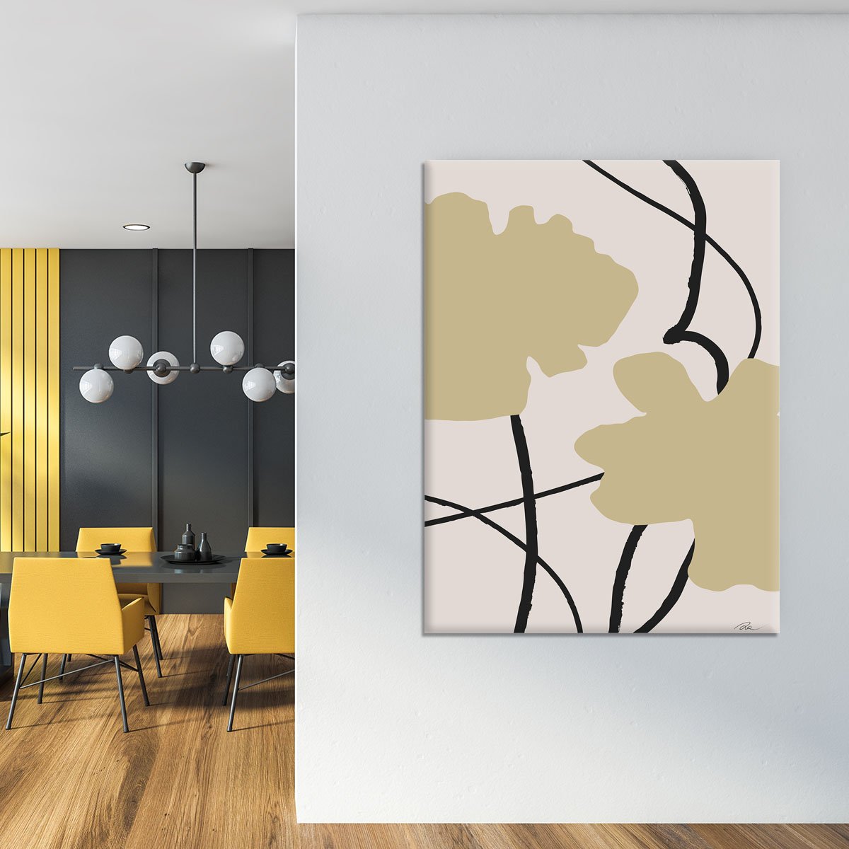 Beige Flowers 02 Canvas Print or Poster - Canvas Art Rocks - 4