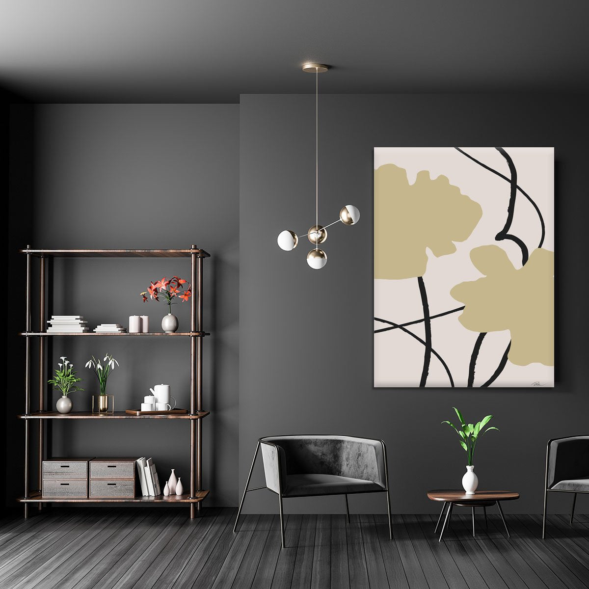 Beige Flowers 02 Canvas Print or Poster - Canvas Art Rocks - 5