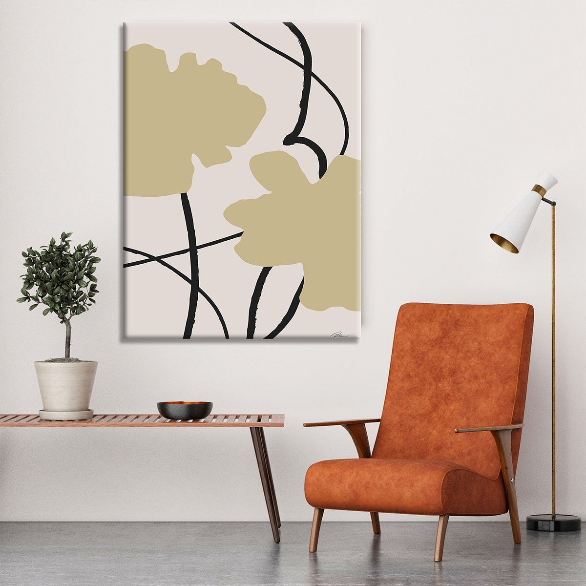 Beige Flowers 02 Canvas Print or Poster - Canvas Art Rocks - 6