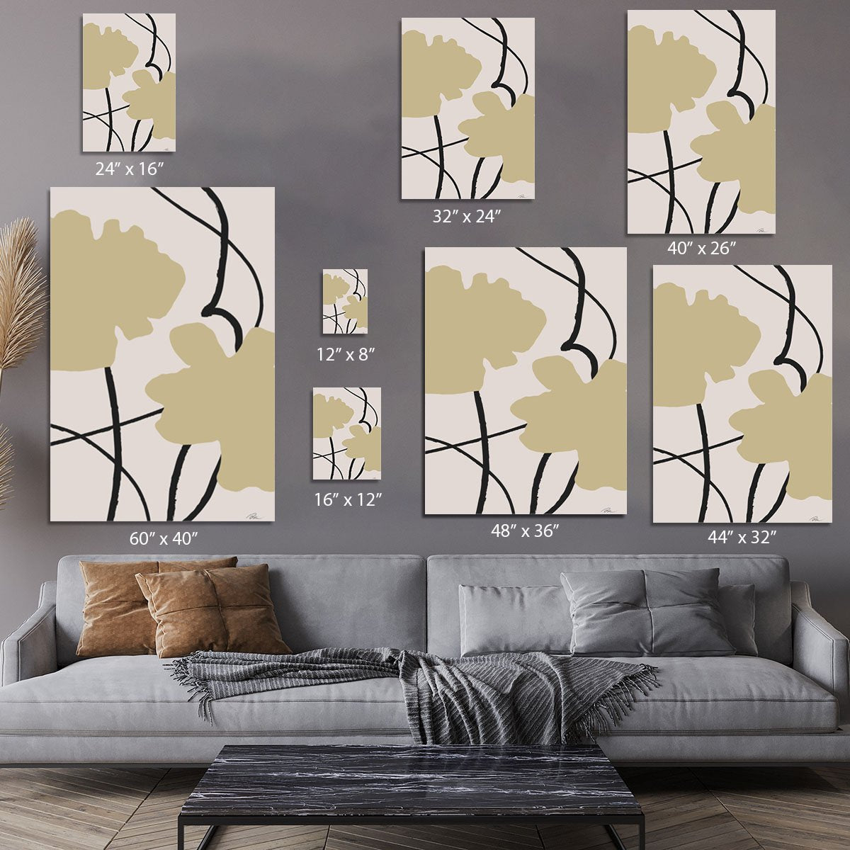 Beige Flowers 02 Canvas Print or Poster - Canvas Art Rocks - 7