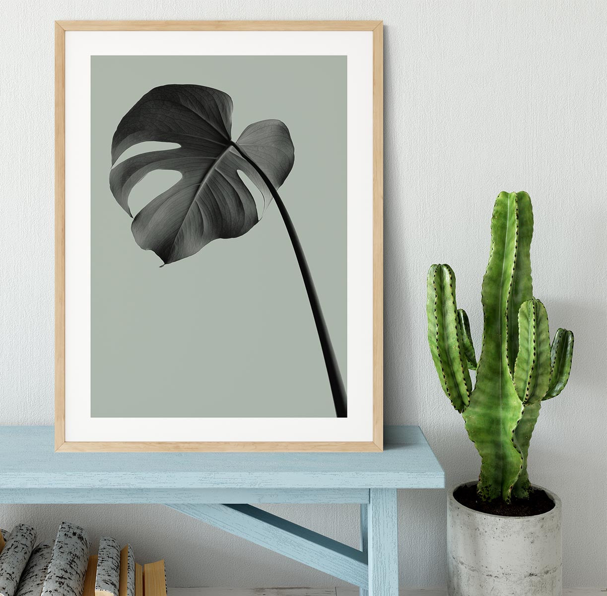 Monstera Teal 02 Framed Print - Canvas Art Rocks - 3