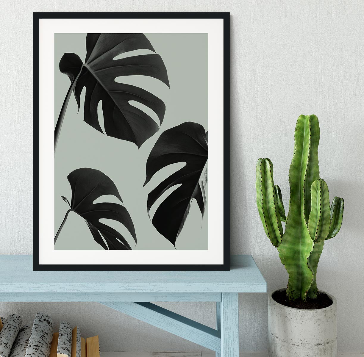 Monstera Teal 05 Framed Print - Canvas Art Rocks - 1