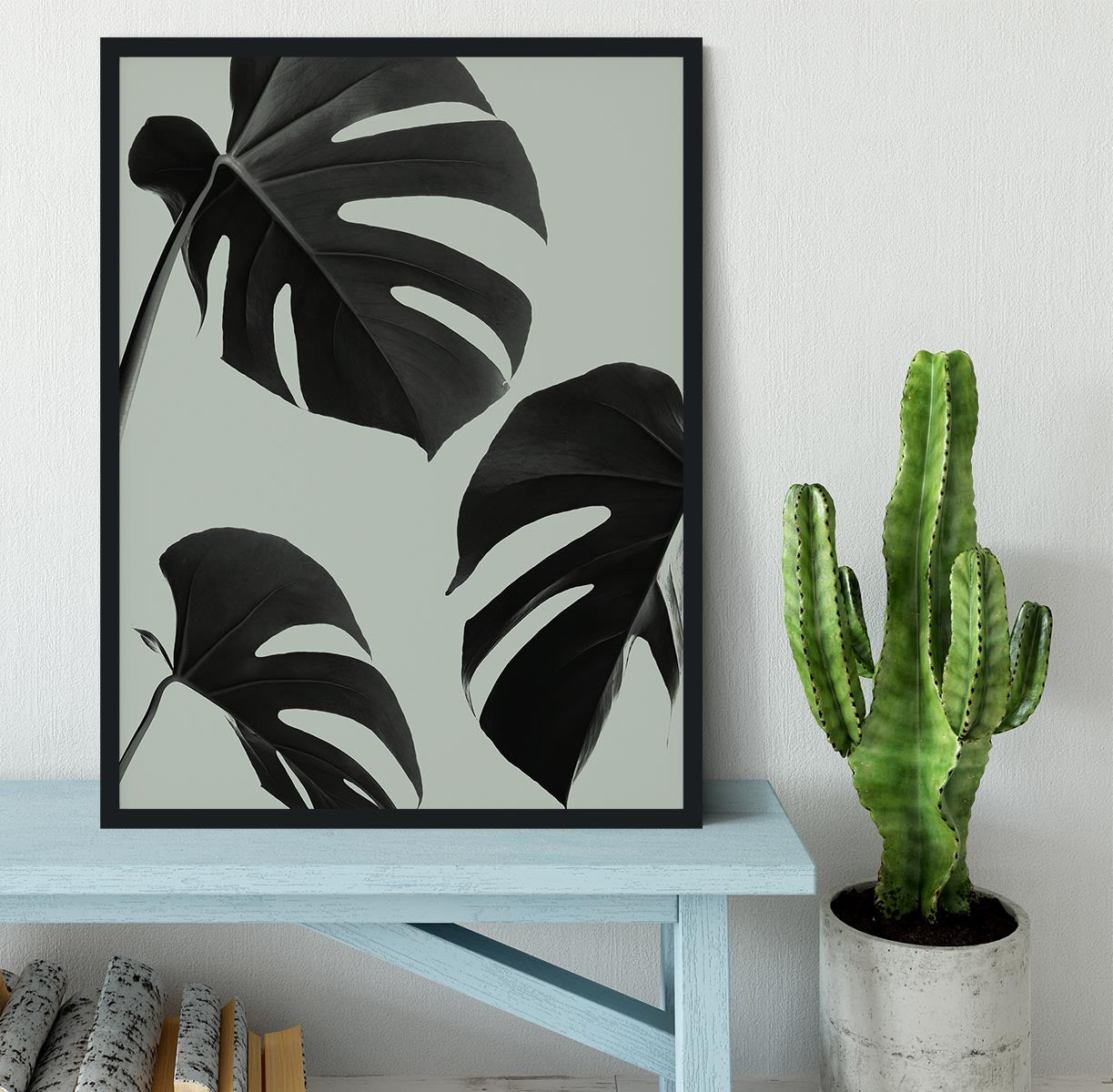 Monstera Teal 05 Framed Print - Canvas Art Rocks - 2