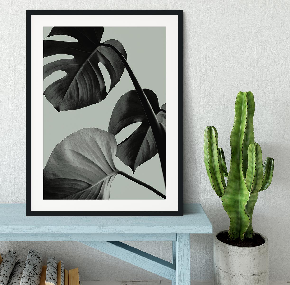 Monstera Teal 07 Framed Print - Canvas Art Rocks - 1