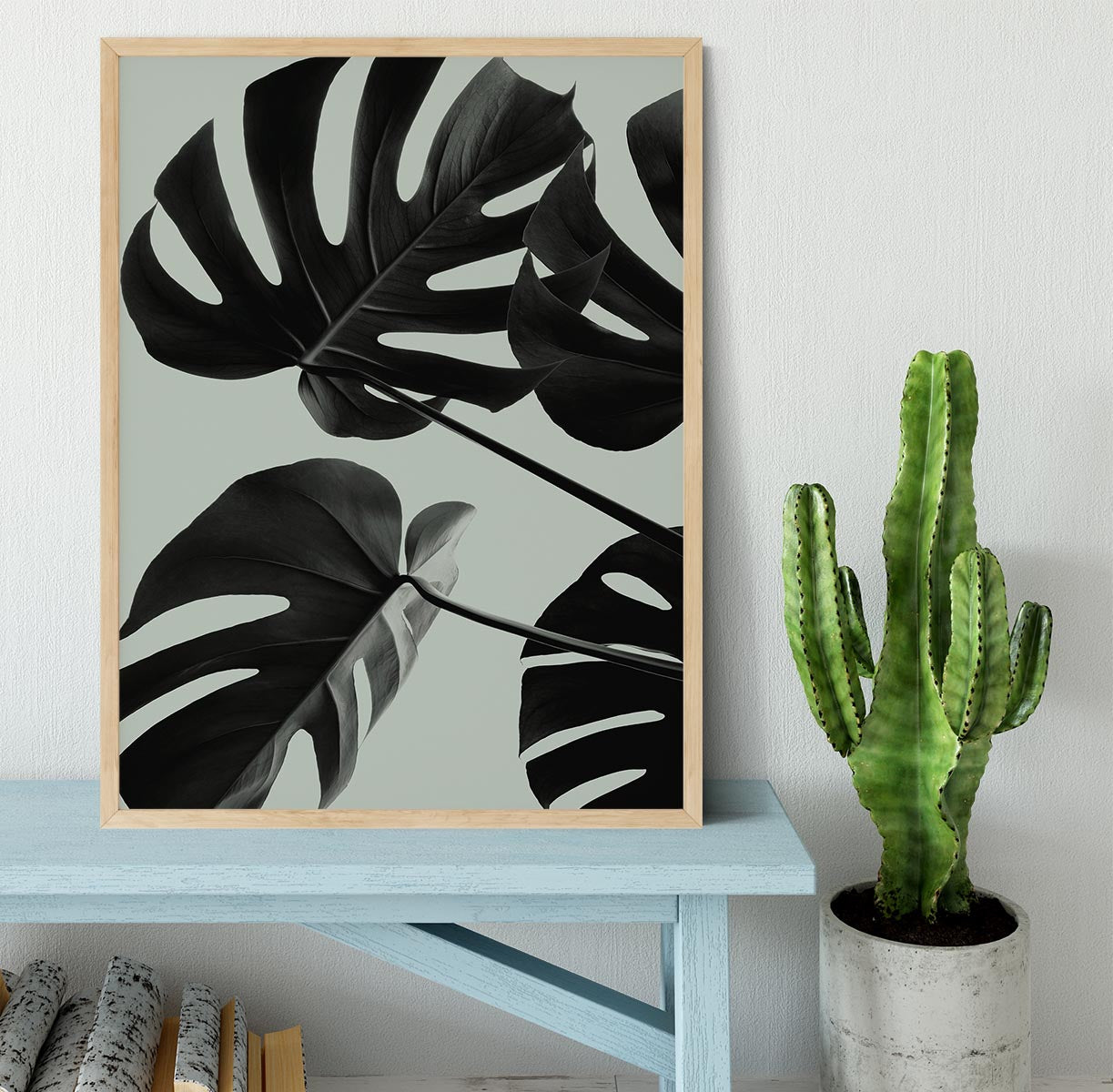 Monstera Teal 08 Framed Print - Canvas Art Rocks - 4