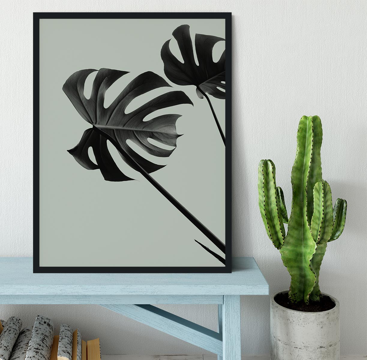 Monstera Teal 09 Framed Print - Canvas Art Rocks - 2