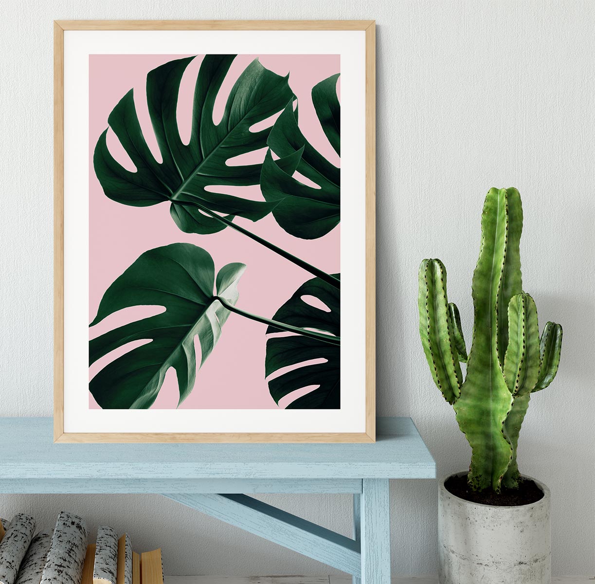 Monstera Pink No 08 Framed Print - Canvas Art Rocks - 3