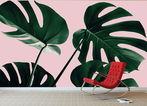 Monstera Pink No 08 Wall Mural Wallpaper - Canvas Art Rocks - 2