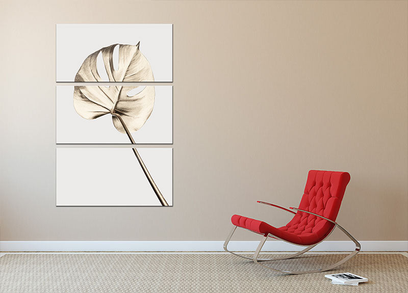 Monstera Gold 05 3 Split Panel Canvas Print - Canvas Art Rocks - 2