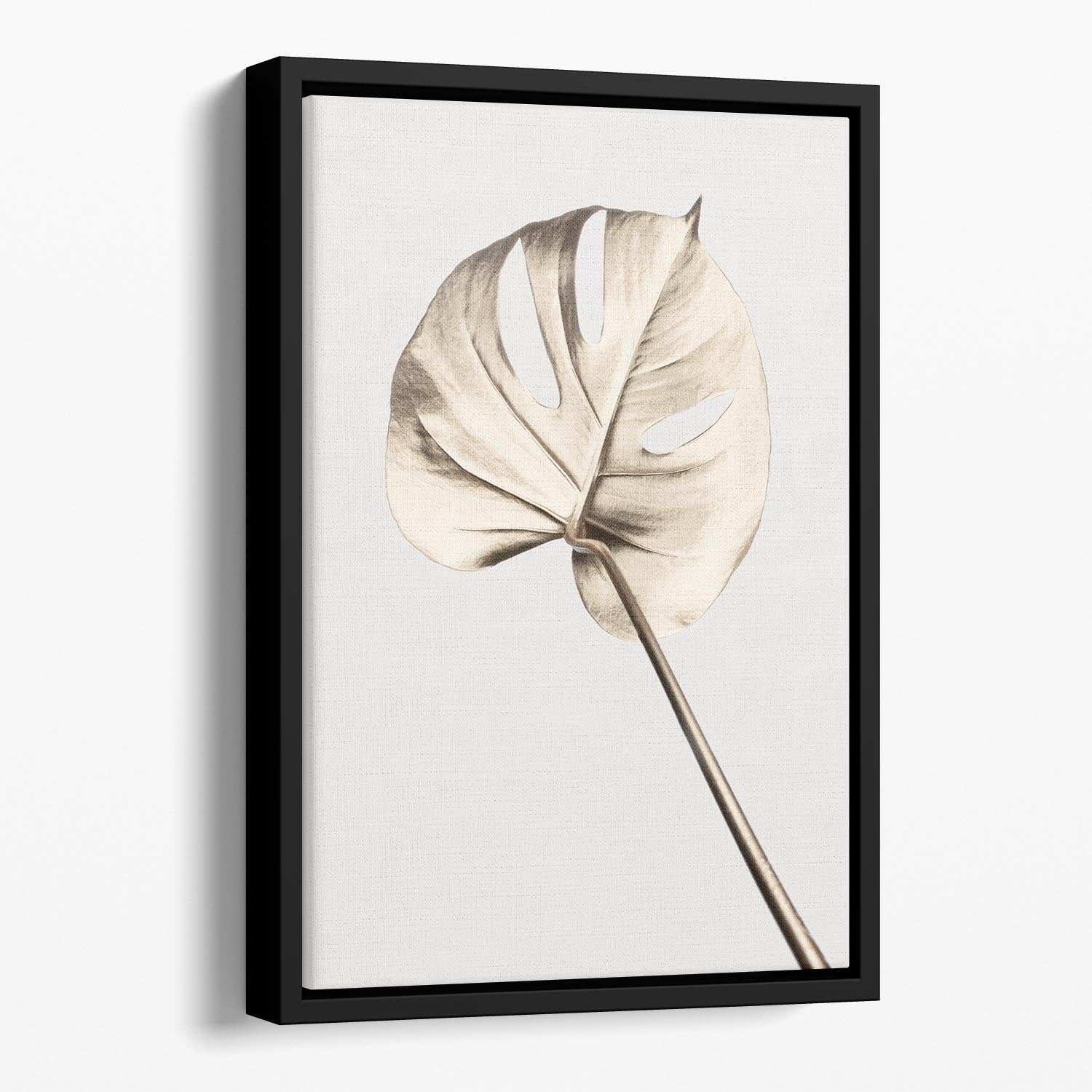 Monstera Gold 05 Floating Framed Canvas - Canvas Art Rocks - 1