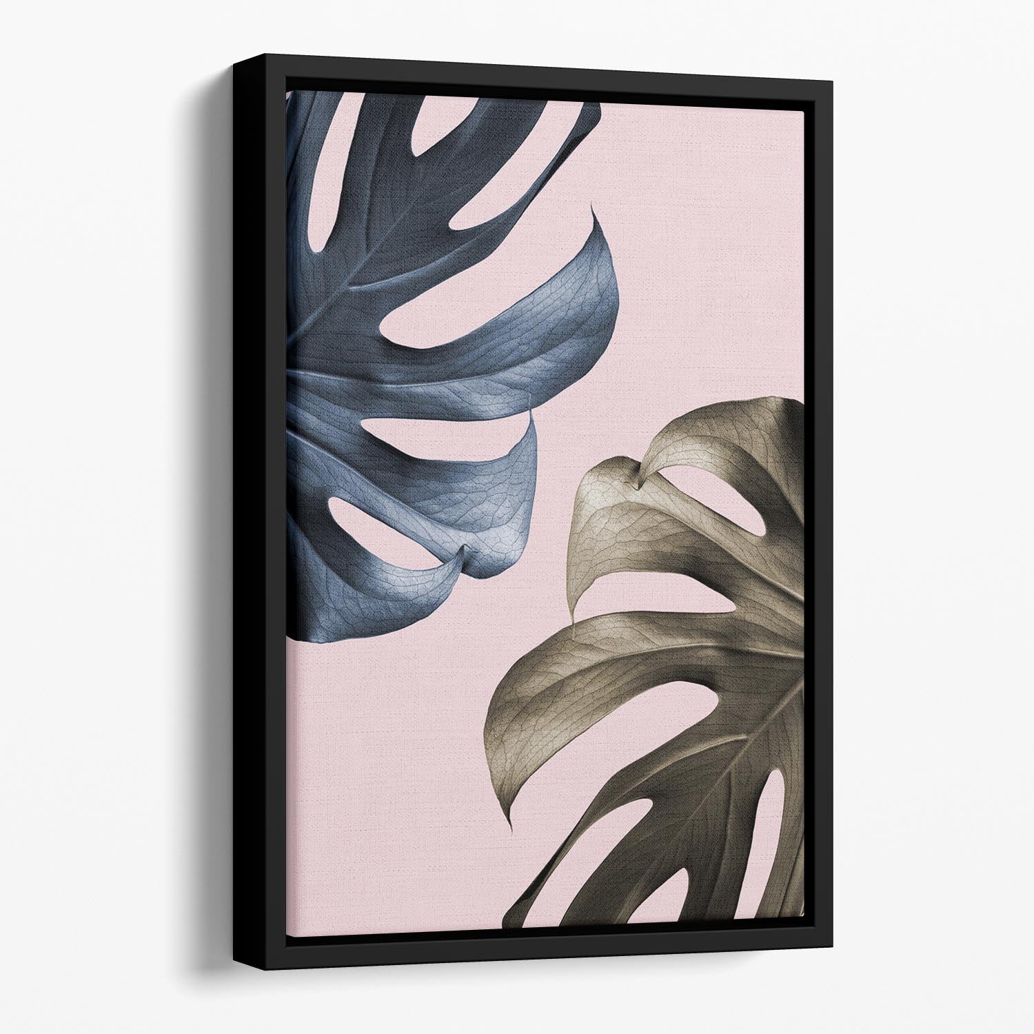 Monstera Pink Light 01 Floating Framed Canvas - Canvas Art Rocks - 1