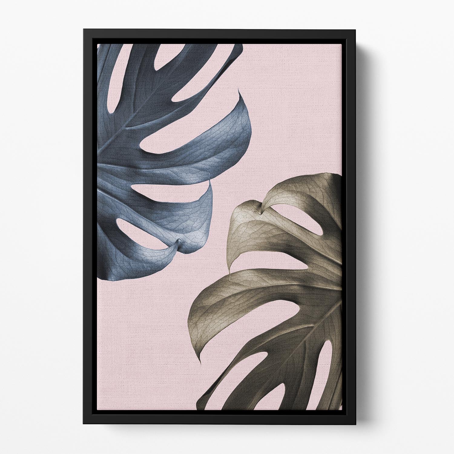 Monstera Pink Light 01 Floating Framed Canvas - Canvas Art Rocks - 2