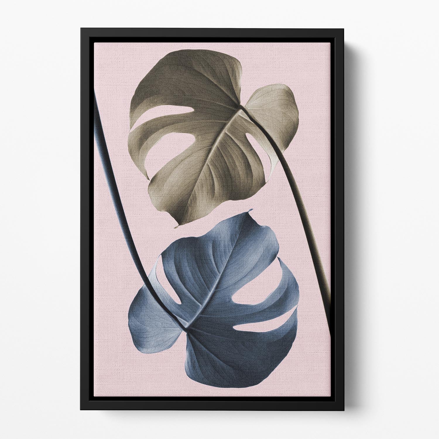 Monstera Pink Light 02 Floating Framed Canvas - Canvas Art Rocks - 2