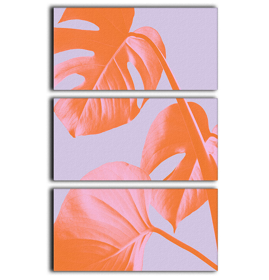 Monstera Purple 03 3 Split Panel Canvas Print - Canvas Art Rocks - 1