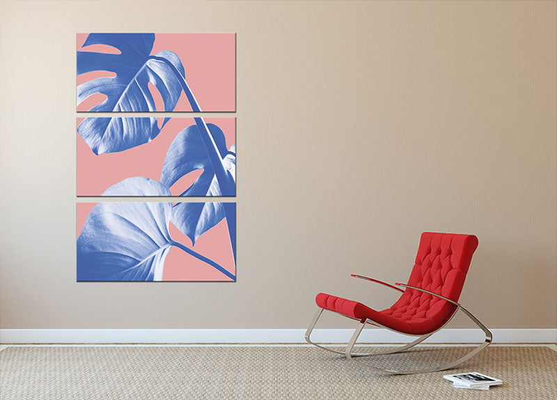 Monstera Purple 05 3 Split Panel Canvas Print - Canvas Art Rocks - 2