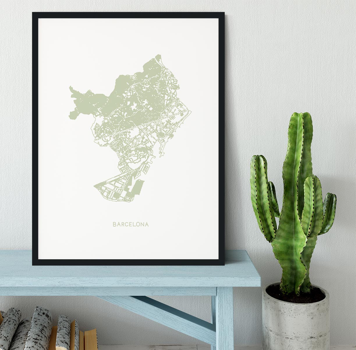 Barcelona Map Framed Print - Canvas Art Rocks - 1