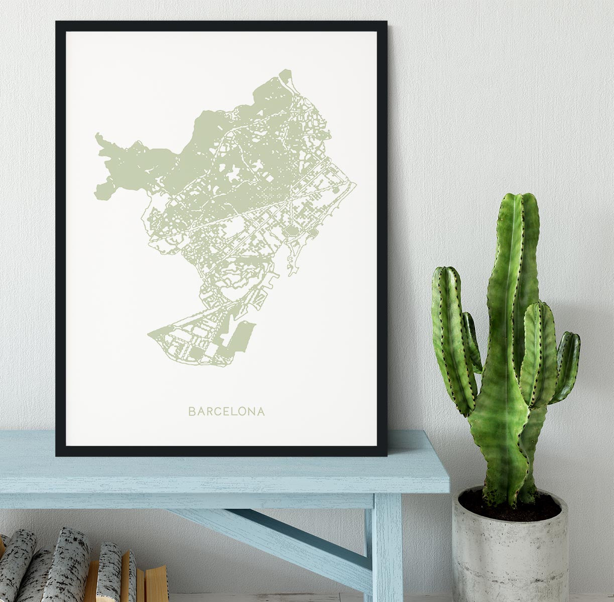 Barcelona Map Framed Print - Canvas Art Rocks - 2