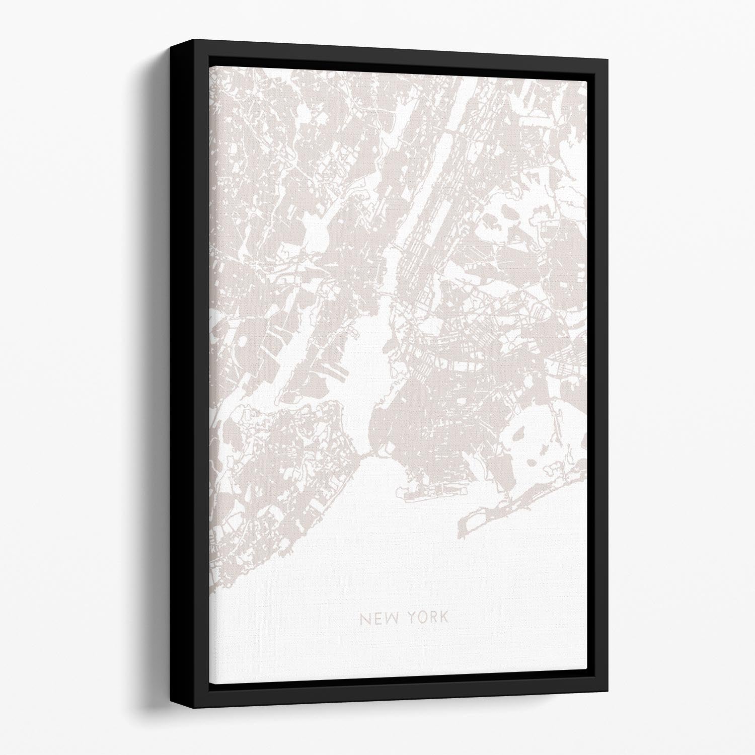 New York Map Floating Framed Canvas - Canvas Art Rocks - 1