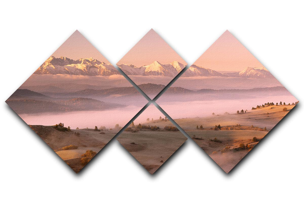 Fog Tatra 4 Square Multi Panel Canvas - Canvas Art Rocks - 1