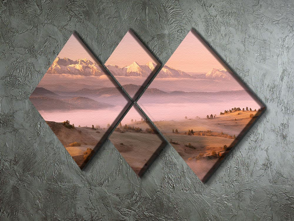 Fog Tatra 4 Square Multi Panel Canvas - Canvas Art Rocks - 2