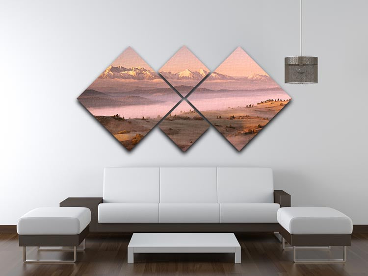 Fog Tatra 4 Square Multi Panel Canvas - Canvas Art Rocks - 3