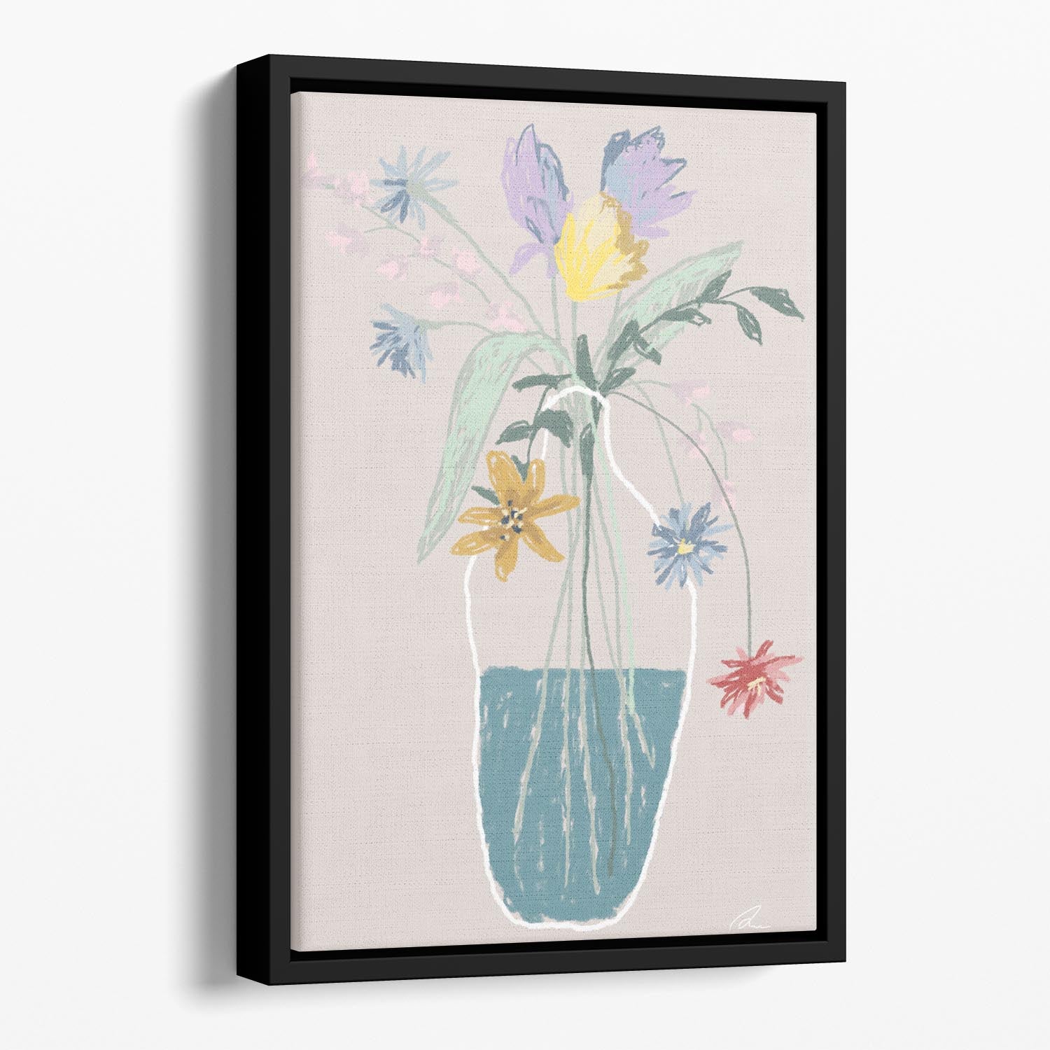 Flower Bouquet Floating Framed Canvas - Canvas Art Rocks - 1