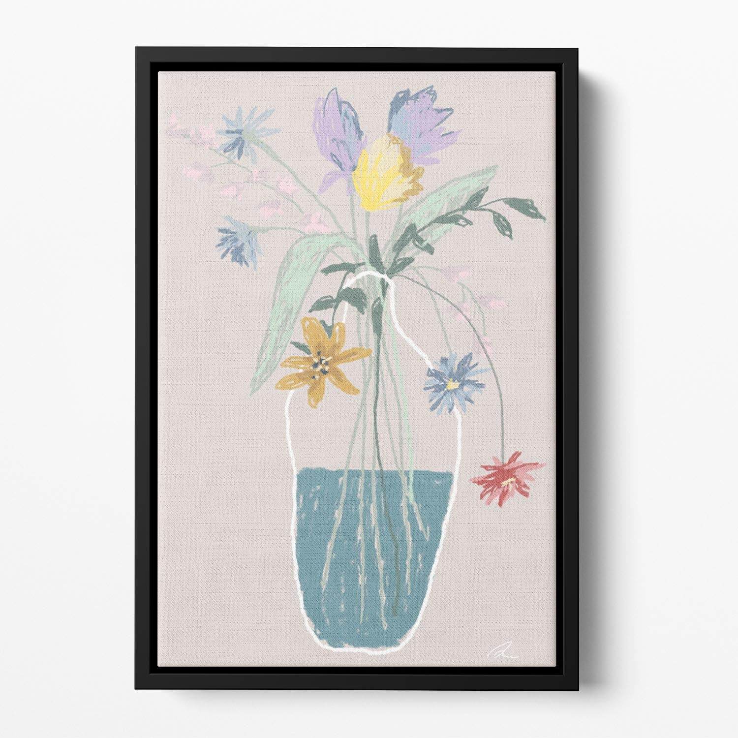 Flower Bouquet Floating Framed Canvas - Canvas Art Rocks - 2