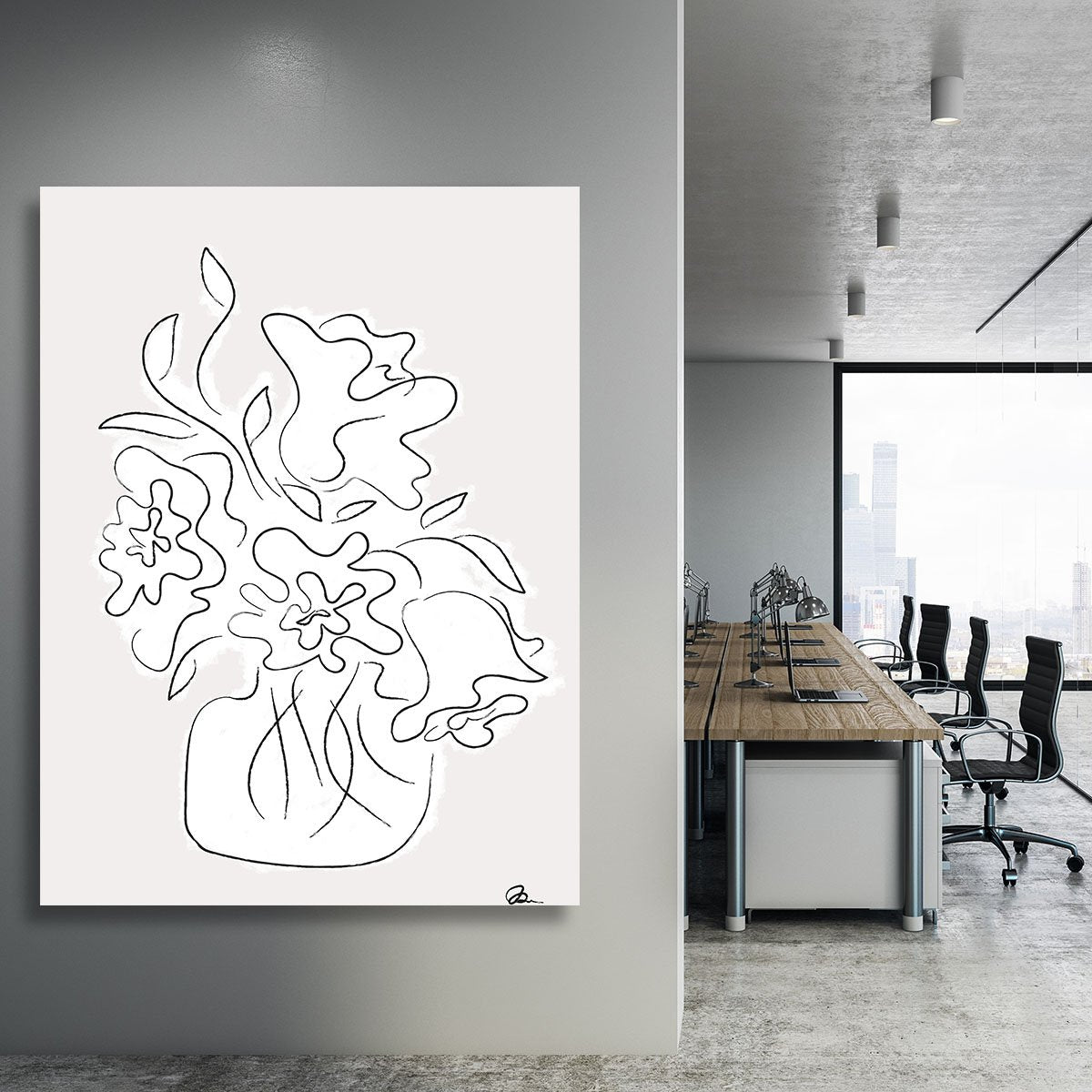Flower Bouquet Grey Canvas Print or Poster - Canvas Art Rocks - 3